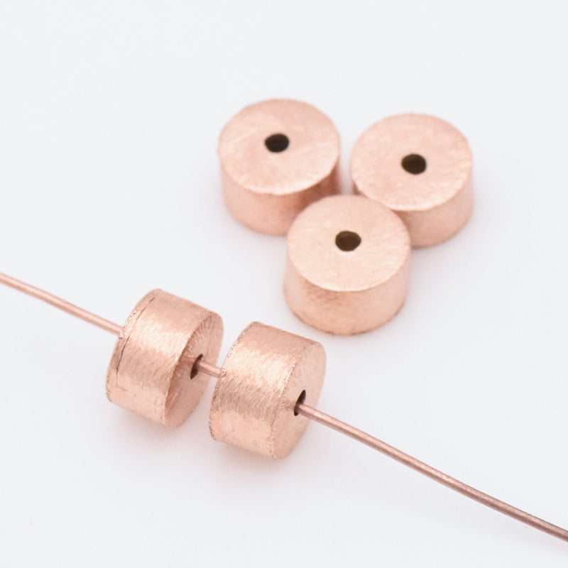 Rose Gold Brushed Barrel Cylinder Drum Beads Spacers  For Jewelry Makings