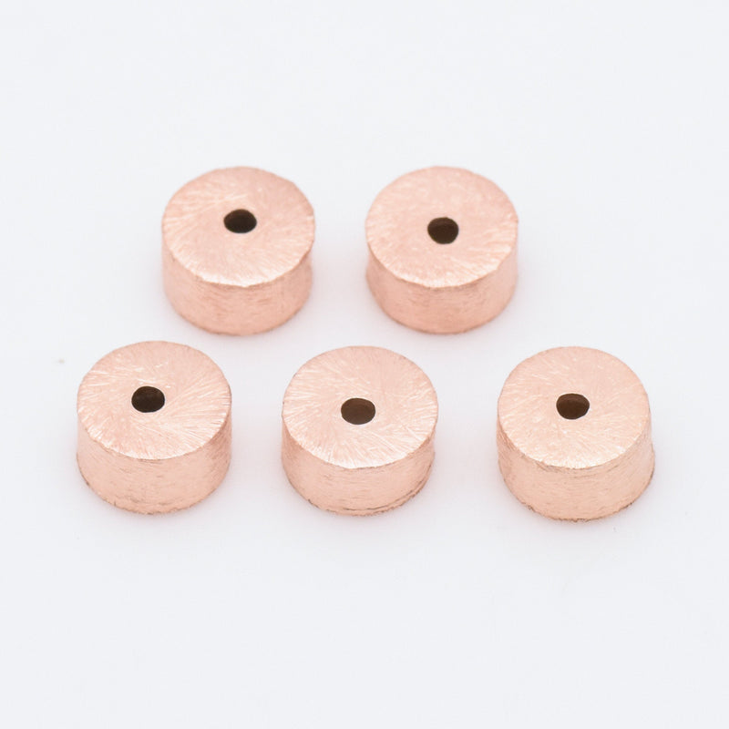 Rose Gold Plated Cylinder Barrel Drum Beads - 4x8mm