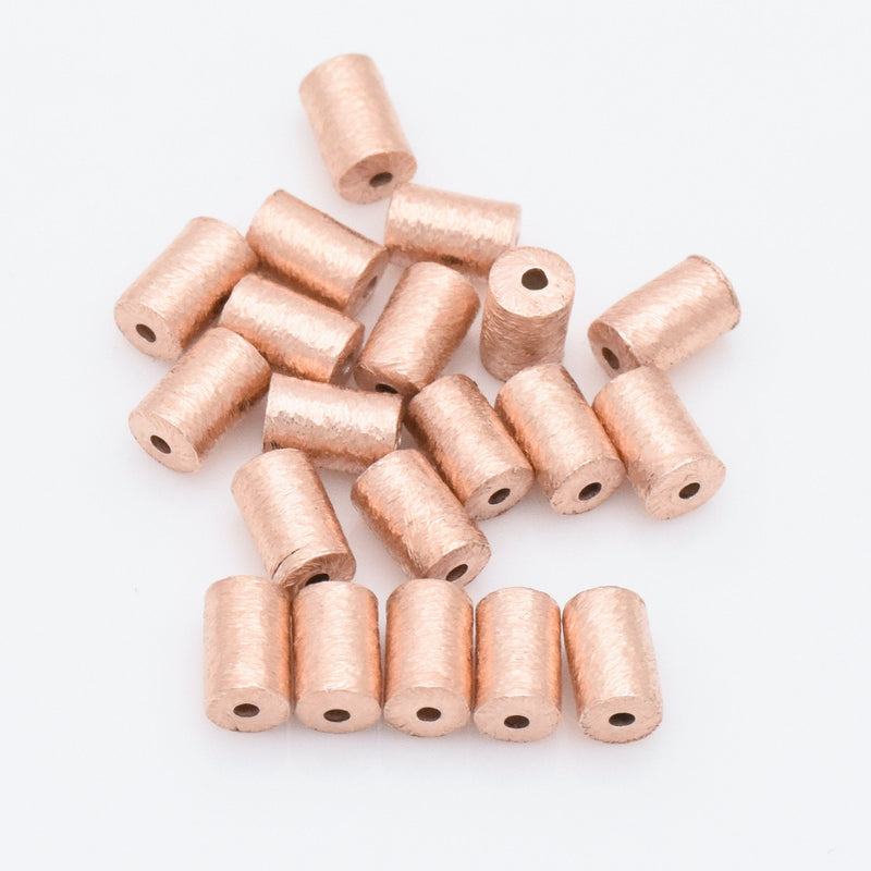 Rose Gold Plated Cylinder Barrel Drum Beads - 6x4mm