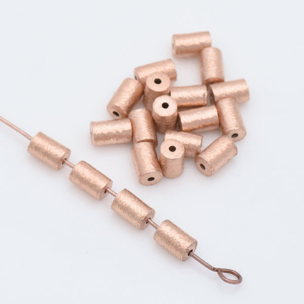 Rose Gold Brushed Barrel Cylinder Drum Beads Spacers  For Jewelry Makings