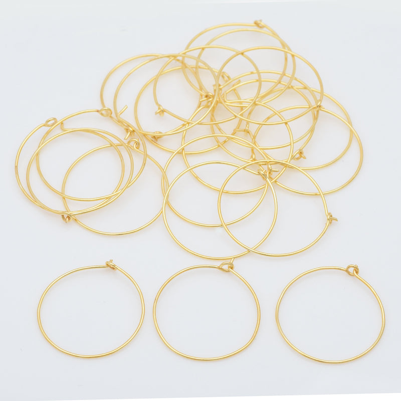 Gold Round Ear Wire Hoops Parts For Earring Makings