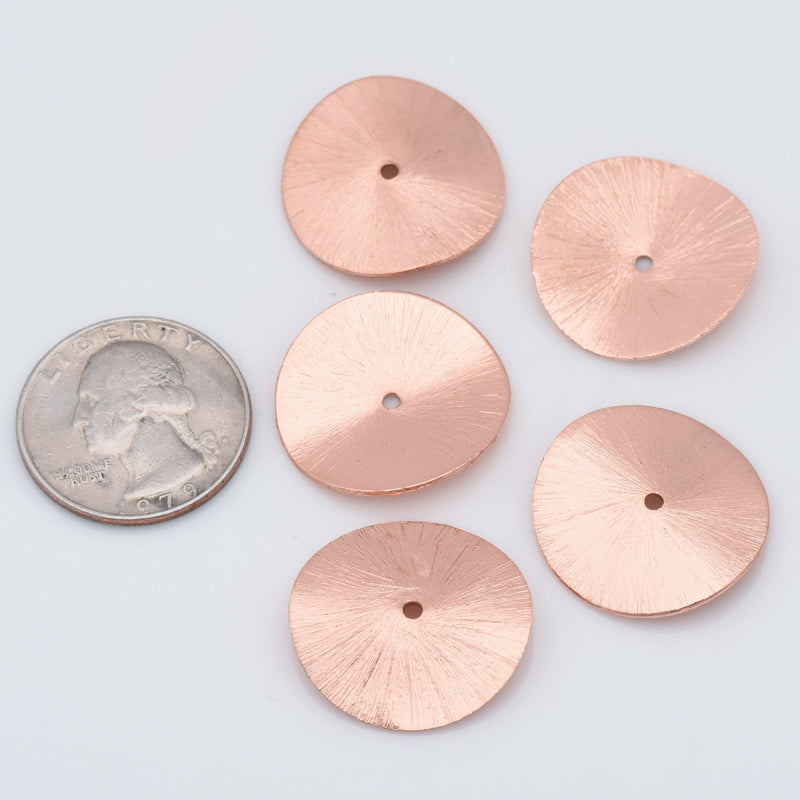 Copper Plated Wavy Disc Spacer Beads - 24mm