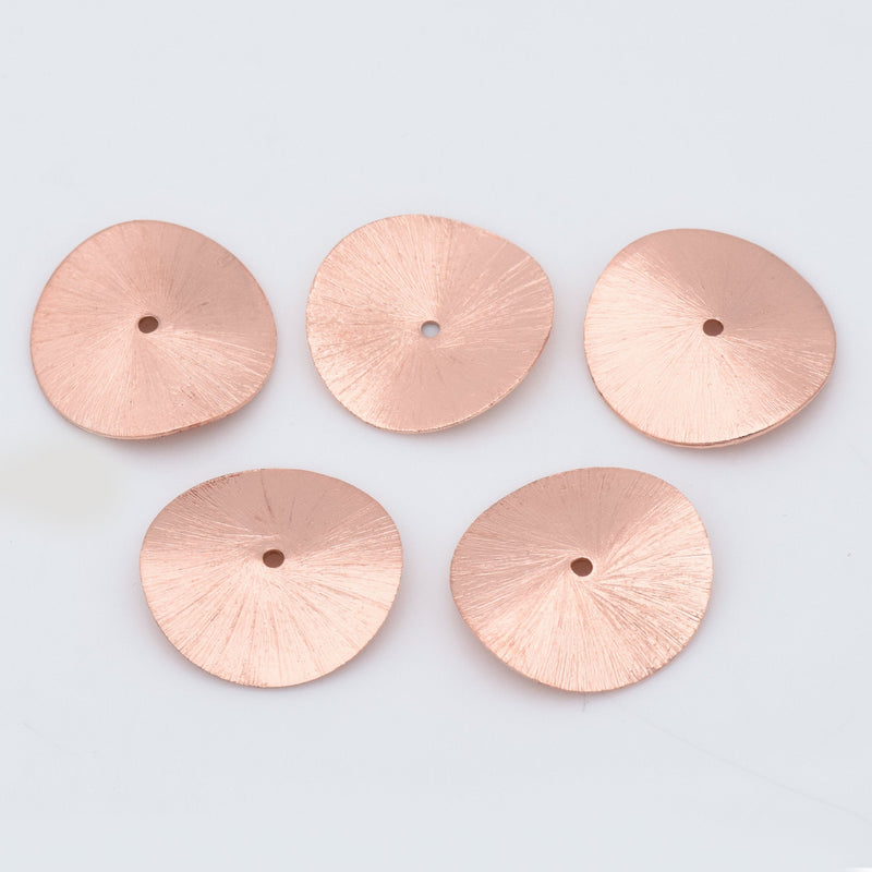 Copper Plated Wavy Disc Spacer Beads - 24mm