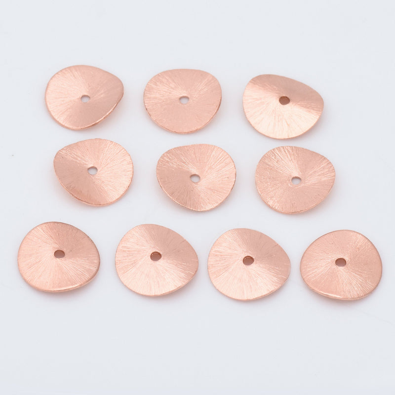 Copper Wavy Disc Spacer Beads - 16mm