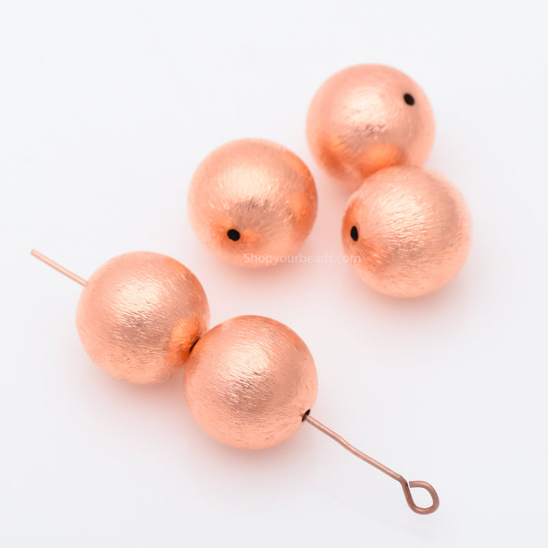 Copper Round Brushed Ball Beads For Jewelry Makings 