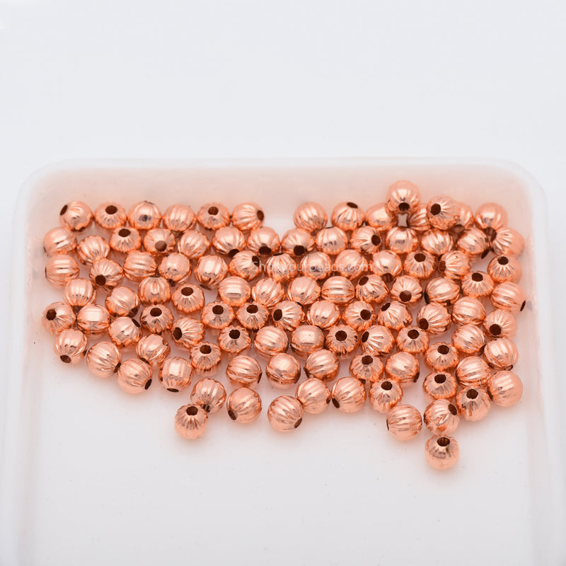 Copper 6mm Corrugated Ball Spacer Beads