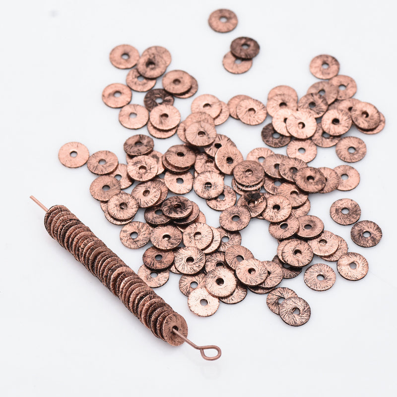 Copper Brushed Flat Spacers Heishi Disc Beads For Jewelry Makings 