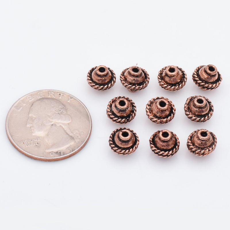 8mm Antique Copper Bali Spacer Beads