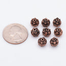 8mm Antique Copper Bali Spacer Ball Beads