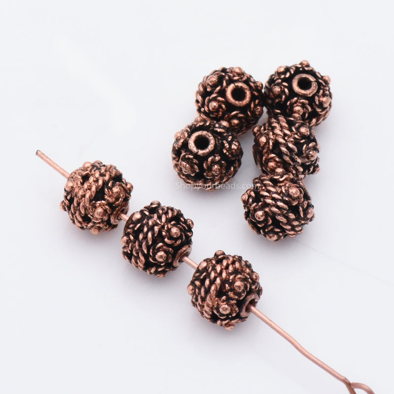 8mm 6pc Bali Style Antique Copper Beads for Jewelry Making, Copper Spacer  Beads, Hearts and Rings, Jewelry Findings 