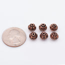 8mm Antique Copper Round Bali Spacer Beads
