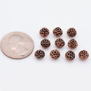 7mm Antique Copper Bali Spacer Ball Beads