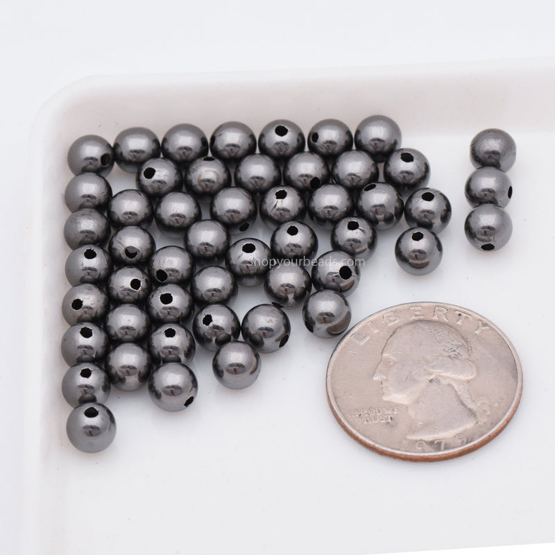 6mm Gunmetal (Black) Plated Round Ball Spacer Beads