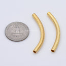 Gold Plated Curved Tube Pipe Beads - 50mm