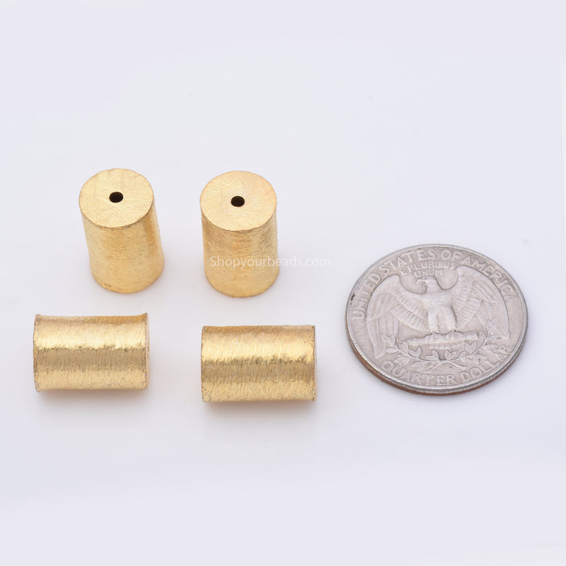Gold Plated Cylinder Barrel Drum Beads - 15x10mm