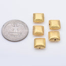 Gold Plated 10mm Square Cushion Spacer Beads