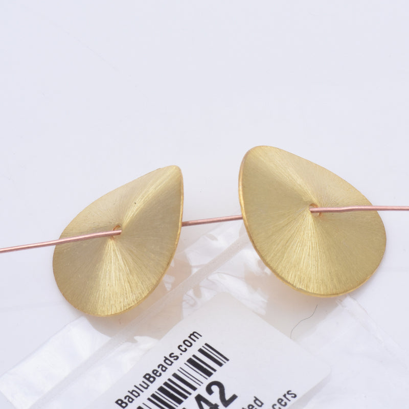Gold Plated Wavy Disc Spacer Beads - 28mm