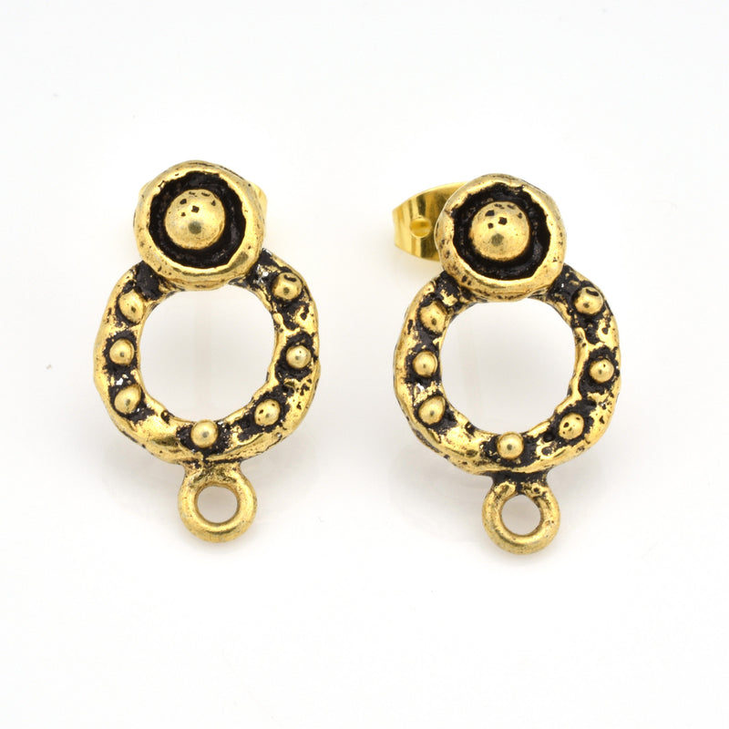 Gold antique post earring ear studs for earring makings 