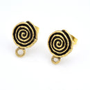 Gold spiral post earring ear studs for earring makings 