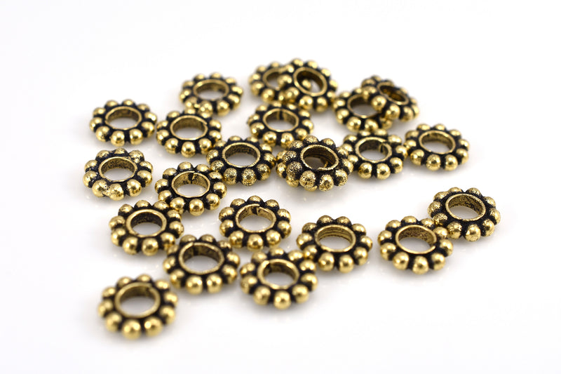 8mm Antique Gold Plated Daisy Heishi Spacer Beads