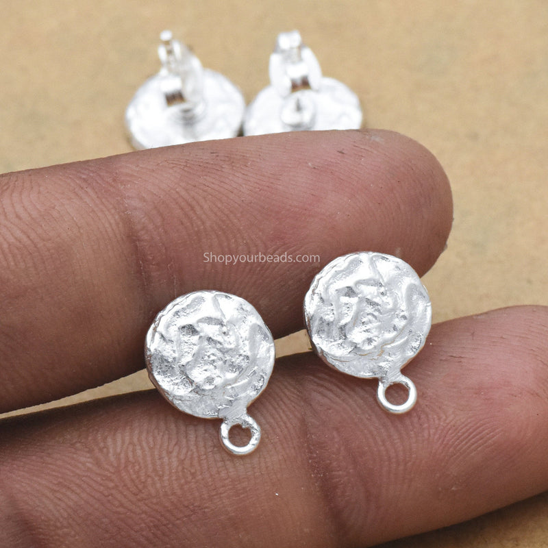 Silver Plated Hammered Ear Studs