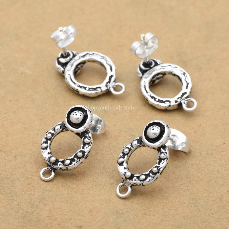 Antique Silver Plated Bali Earring Studs