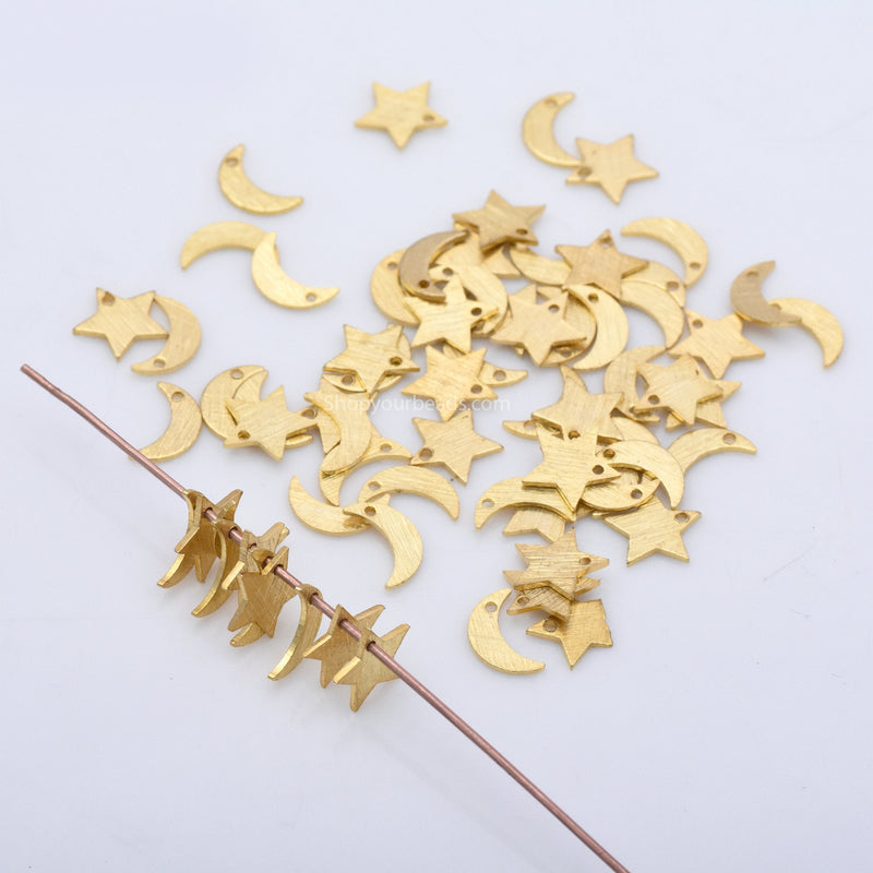 Gold Stars Moons Pendant Charms For Jewelry Makings 