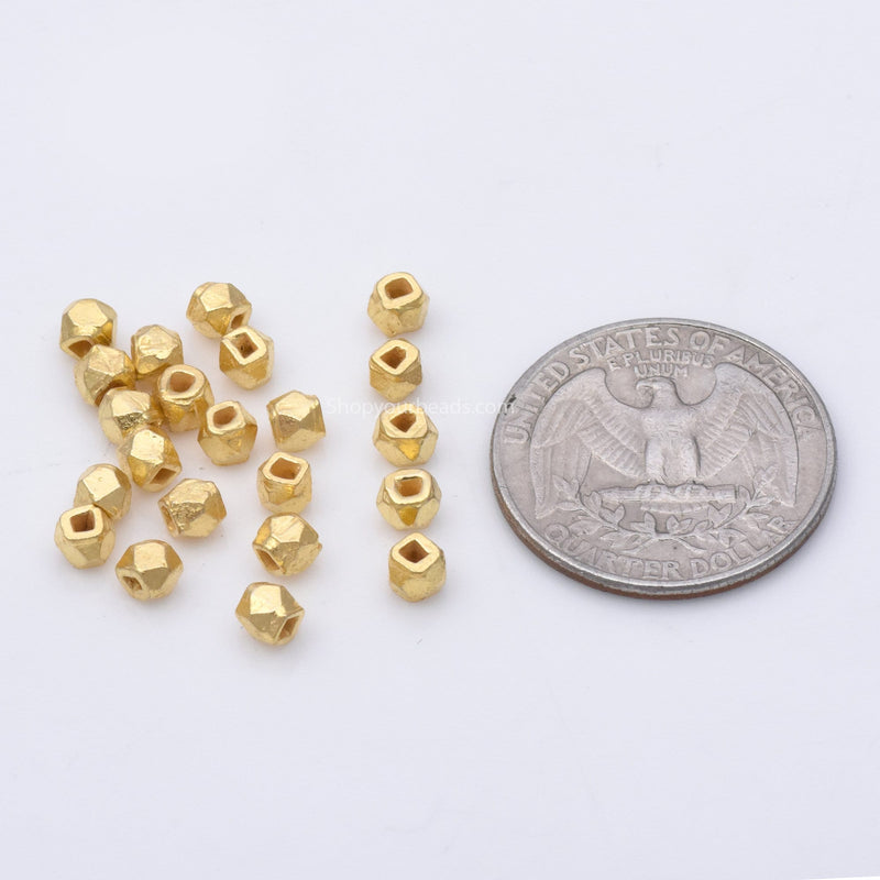 Gold Faceted Diamond Cut Spacer Beads For Jewelry Makings, Tiny Gold Spacers, Gold Plated Wholesale Jewelry