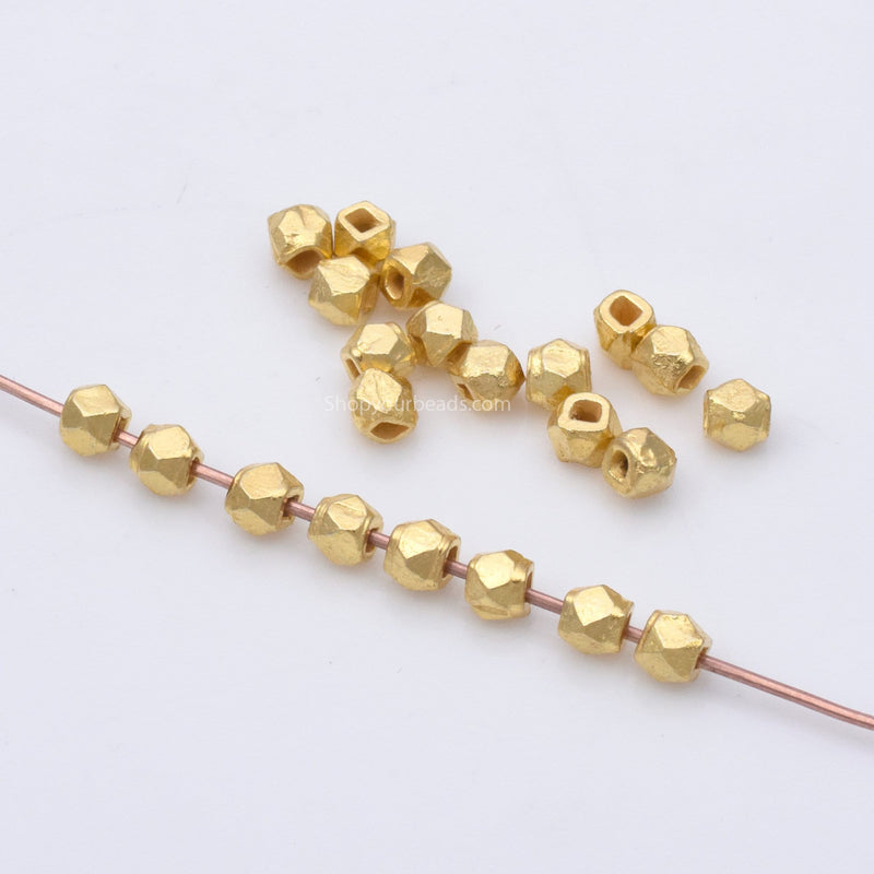 Gold Faceted Diamond Cut Tiny Gold Spacers, Gold Plated Wholesale Jewelry