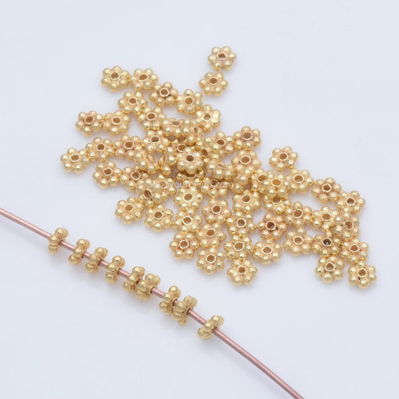 3mm Gold Plated Daisy Heishi Spacer Beads