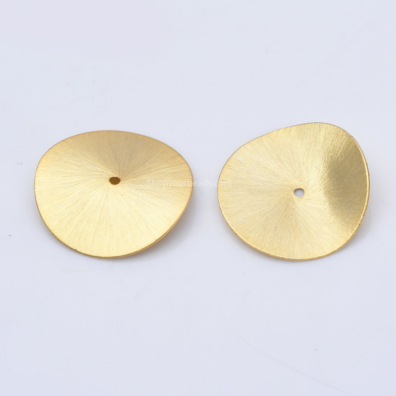 Gold Plated Wavy Disc Spacer Beads - 32mm