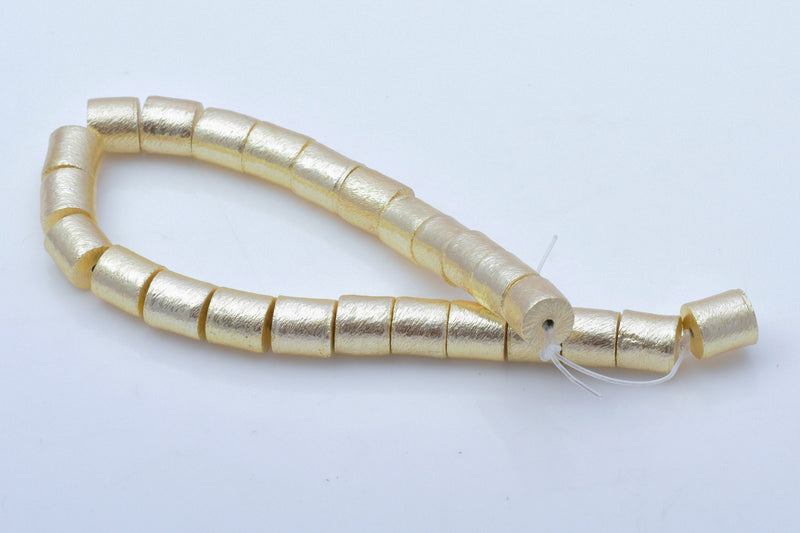 6x6mm Gold Colored Cylinder Barrel Drum Beads - 8 Inch strand