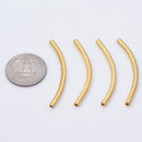 Gold Plated Curved Tube Pipe Beads - 50mm