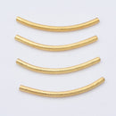 Gold Curved Tube Pipe Beads For Jewelry Makings 