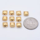 Gold Plated 8mm Square Cushion Spacer Beads