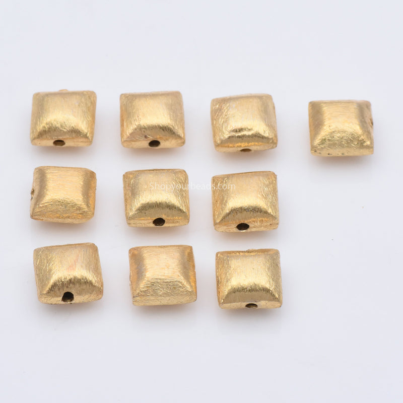 Gold Plated 8mm Square Cushion Spacer Beads