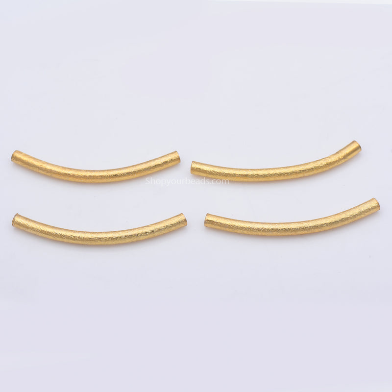 Gold Curved Tube Pipe Beads For Jewelry Makings 