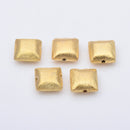 Gold Plated 10mm Square Cushion Spacer Beads
