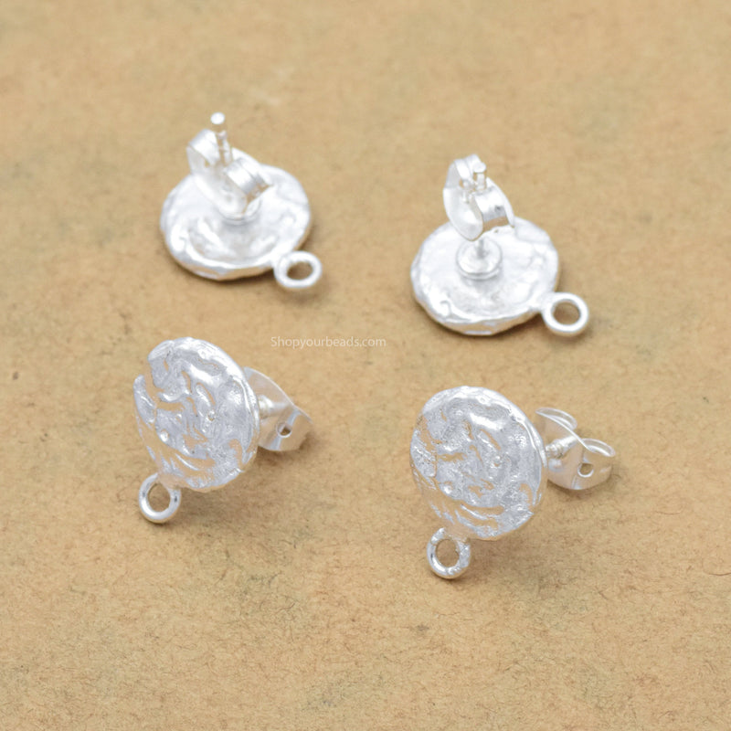 Silver Plated Hammered Ear Studs