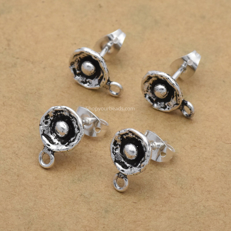Antique Silver Plated Earring Post Studs