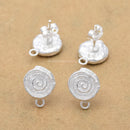Silver Spiral Dangle Earring Components Ear Studs For Earring Makings