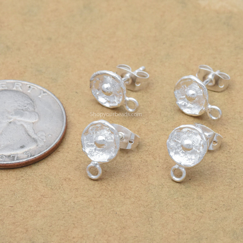 Silver Plated Hammered Earring Studs