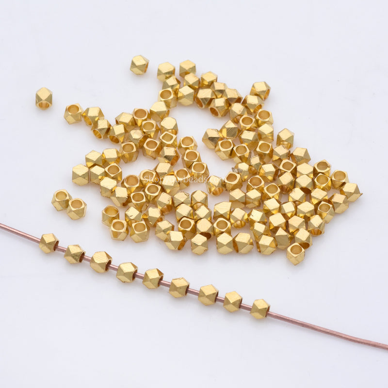 Faceted Gold Spacers, Gold Plated Wholesale Jewelry
