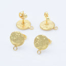 Gold round post earring ear studs for earring makings 