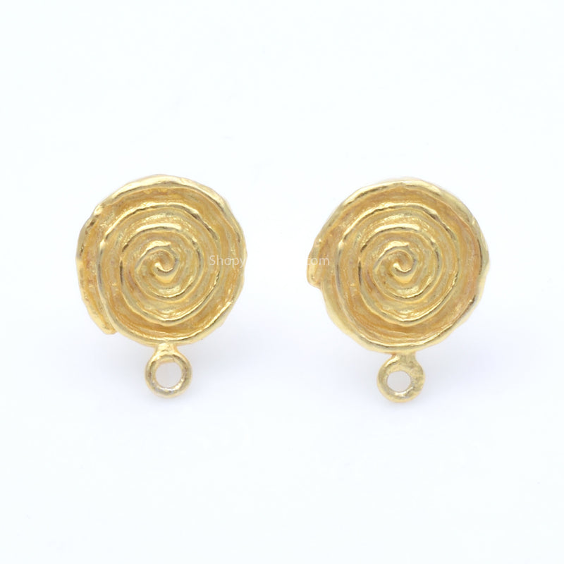 Gold Plated Spiral Earring Studs