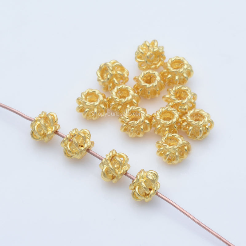 7mm Gold Plated Coil Shaped Bali Beads