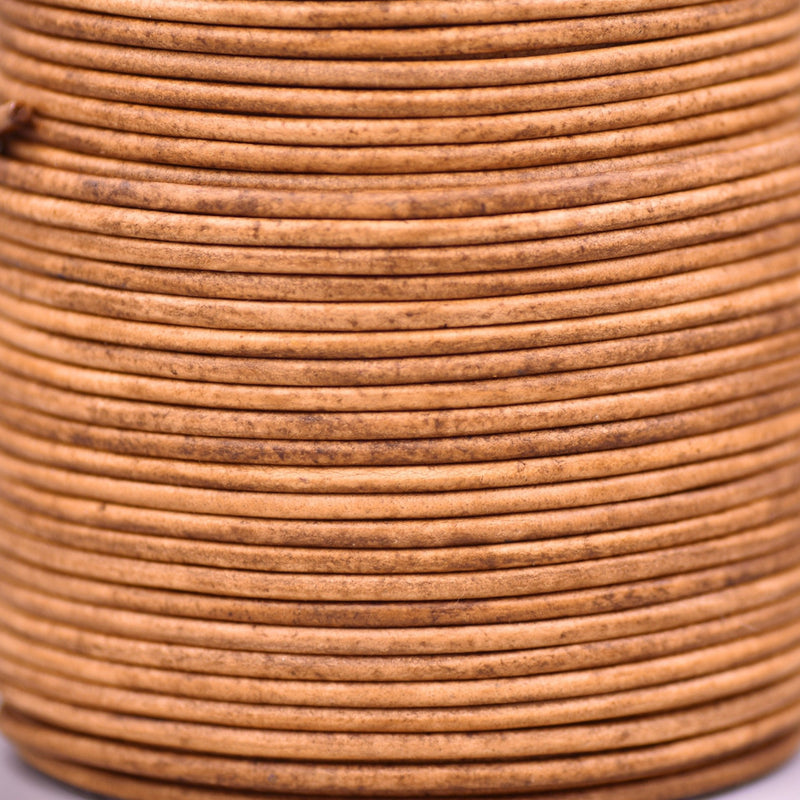 Natural Mustard Brown Leather Cord Round