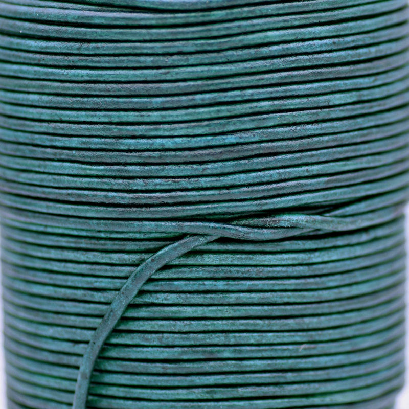 Vintage Teel Blue Matt Finish Leather Cord Round 