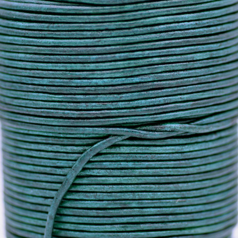 Vintage Teel Blue Leather Cord Round For Wrap Bracelet