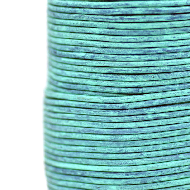 Vintage Turquoise Blue Leather Cord  Round For Wrap Bracelets 